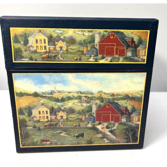 Hand-Painted Decorative Storage Box With Countryside, And Christmas Scenes Very - Picture 5 of 12
